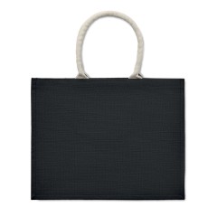 Jute bag with cotton handle, черный, MO6443