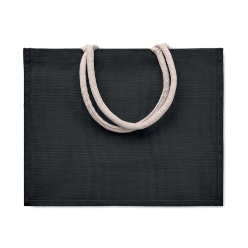 Jute bag with cotton handle, черный, MO6443
