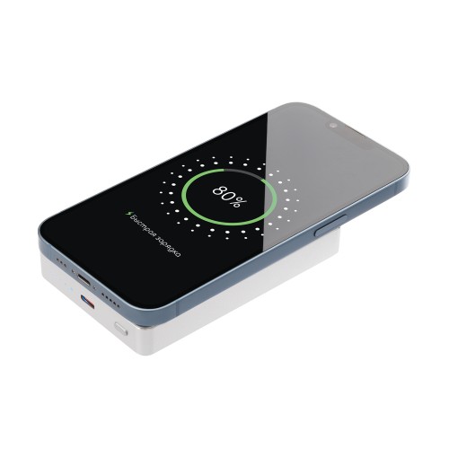 Внешний аккумулятор Атлантис Плюс PD (Atlantis PD Plus) 10000mAh с функцией беспроводной зарядки 15W, серебряный