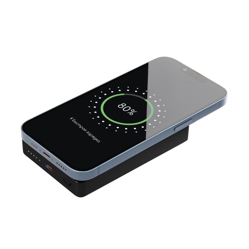 Внешний аккумулятор Атлантис Плюс PD (Atlantis PD Plus) 10000mAh с функцией беспроводной зарядки 15W, черный