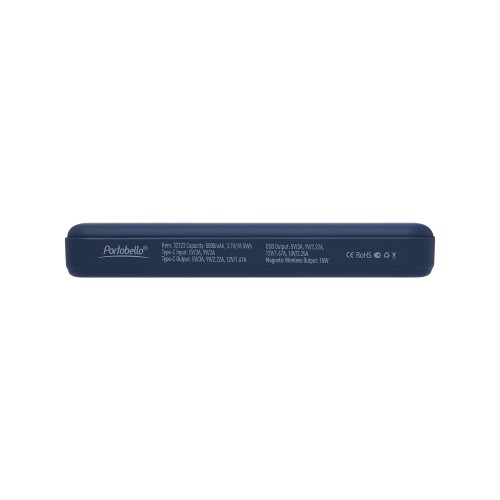 Внешний аккумулятор Ларго PD (Largo PD) 5000mAh с функцией беспроводной зарядки 15W, синий
