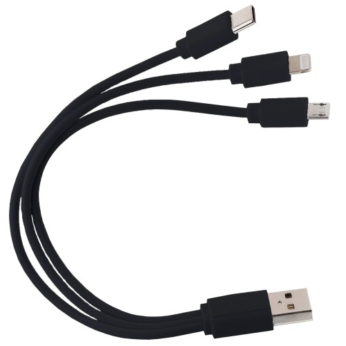 Кабель USB 3 в 1 (Micro, Type-C, Lightning) Черный 6011.08