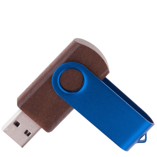 Флешка TWIST WOOD COLOR Темное дерево с синим 4014.32.01.16ГБ3.0