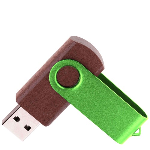 Флешка TWIST WOOD COLOR Темное дерево с салатовым 4014.32.15.32ГБ3.0