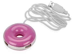USB Hub на 4 порта «Пончик», розовый