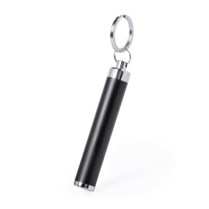 Брелок BIMOX с фонариком, чёрный, металл 8,5*d-1,4см, цвет черный