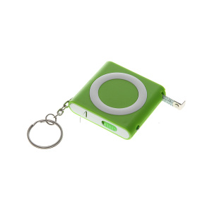 Брелок-рулетка (1м) с фонариком, цвет зеленый