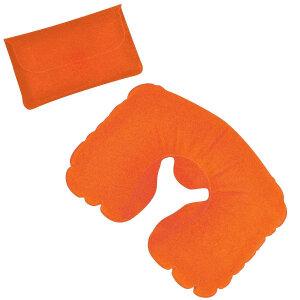Подушка надувная дорожная в футляре, цвет оранжевый
