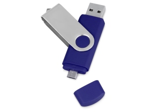 USB/micro USB-флешка 2.0 на 16 Гб «Квебек OTG», цвет синий