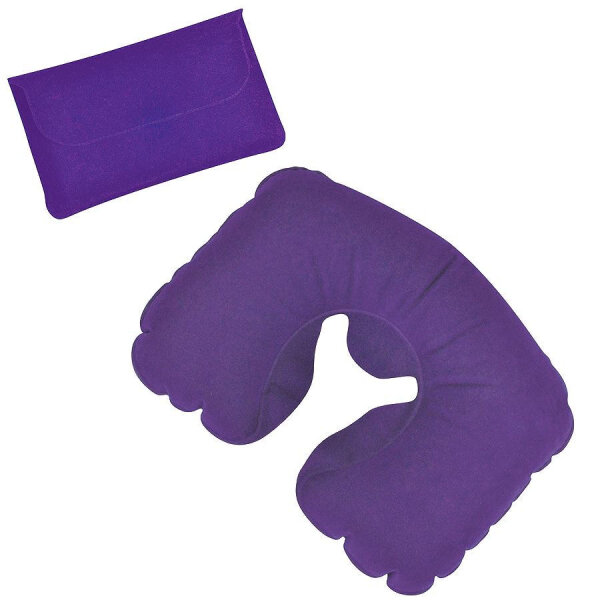 Подушка надувная дорожная в футляре, цвет фиолетовый