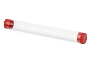 Футляр-туба пластиковый для ручки «Tube 2.0», цвет прозрачный/красный