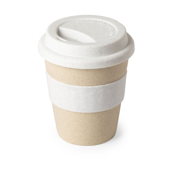 Стакан FLIKER с крышкой, полипропилен с бамбуковым волокном,силикон, цвет бежевый