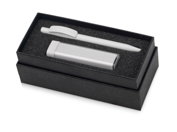 Подарочный набор White top с ручкой и зарядным устройством, цвет белый