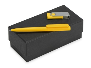 Подарочный набор Qumbo с ручкой и флешкой, цвет желтый