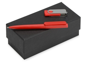 Подарочный набор Qumbo с ручкой и флешкой, цвет красный