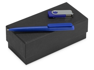 Подарочный набор Qumbo с ручкой и флешкой, цвет синий