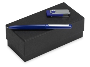 Подарочный набор Skate Mirro с ручкой для зеркальной гравировки и флешкой, цвет синий