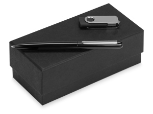 Подарочный набор Skate Mirro с ручкой для зеркальной гравировки и флешкой, цвет черный