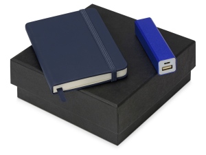 Подарочный набор To go с блокнотом и зарядным устройством, цвет синий