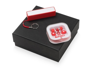 Подарочный набор Non-stop music с наушниками и зарядным устройством, цвет красный