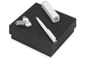 Подарочный набор On-the-go с флешкой, ручкой и зарядным устройством, цвет белый
