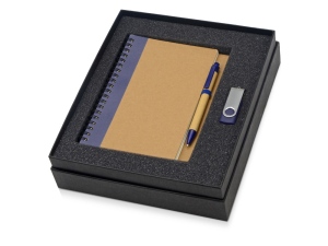 Подарочный набор Essentials с флешкой и блокнотом А5 с ручкой, цвет синий