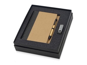 Подарочный набор Essentials с флешкой и блокнотом А5 с ручкой, цвет черный