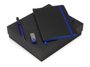 Подарочный набор Q-edge с флешкой, ручкой-подставкой и блокнотом А5, цвет синий