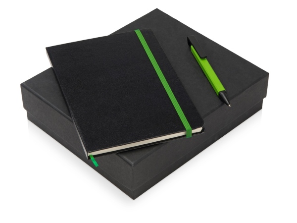 Подарочный набор Jacque с ручкой-подставкой и блокнотом А5, цвет зеленое яблоко