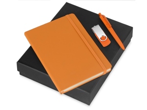 Подарочный набор Vision Pro Plus soft-touch с флешкой, ручкой и блокнотом А5, цвет оранжевый