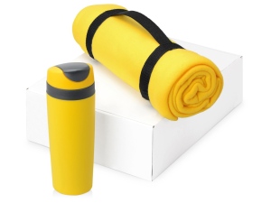 Подарочный набор Cozy с пледом и термокружкой, цвет желтый