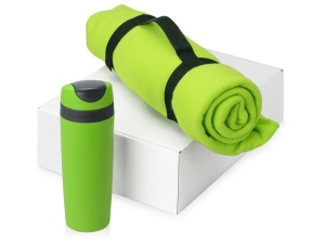 Подарочный набор Cozy с пледом и термокружкой, цвет зеленый