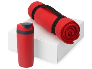 Подарочный набор Cozy с пледом и термокружкой, цвет красный