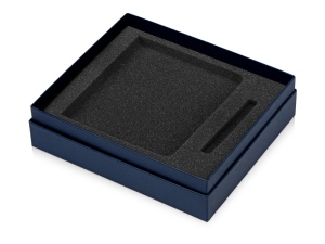 Коробка подарочная Smooth L для ручки и блокнота А5, темно-синий
