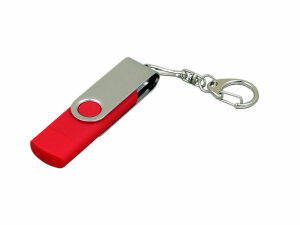 Флешка с  поворотным механизмом, c дополнительным разъемом Micro USB, 64 Гб, цвет красный