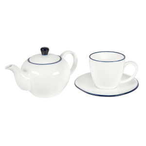 Набор SEAWAVE: чайная пара и чайник в подарочной упаковке, цвет белый с синим
