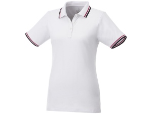 Женская футболка поло Fairfield с коротким рукавом с проклейкой, белый/темно-синий/красный, размер 2XL
