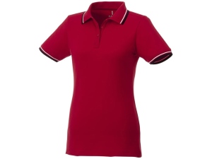Женская футболка поло Fairfield с коротким рукавом с проклейкой, красный/темно-синий/белый, размер 2XL