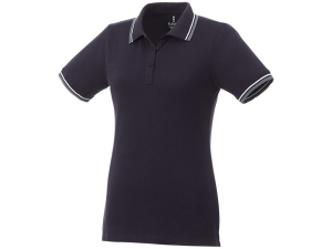 Женская футболка поло Fairfield с коротким рукавом с проклейкой, темно-синий/серый меланж/белый, размер XS