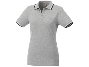 Женская футболка поло Fairfield с коротким рукавом с проклейкой, серый меланж/темно-синий/белый, размер S