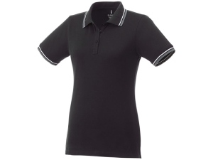 Женская футболка поло Fairfield с коротким рукавом с проклейкой, черный/серый меланж/белый, размер S