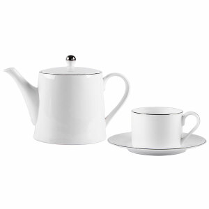 Набор PLATINUM: чайная пара и чайник в подарочной упаковке, цвет белый