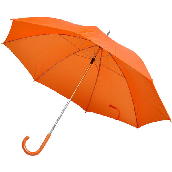 Зонт-трость с пластиковой ручкой, механический, цвет оранжевый