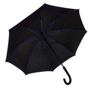 Зонт-трость BACK TO BLACK, пластиковая ручка, полуавтомат, цвет черный с синим