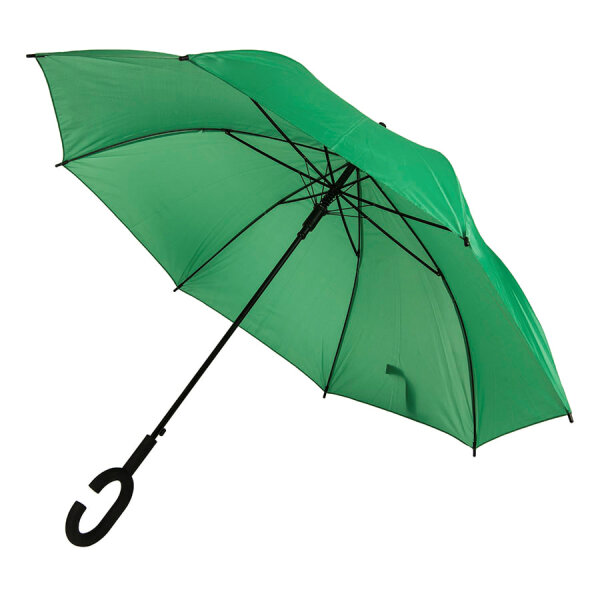 Зонт-трость HALRUM, пластиковая ручка, полуавтомат, цвет зеленый