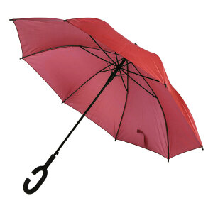Зонт-трость HALRUM, пластиковая ручка, полуавтомат, цвет красный