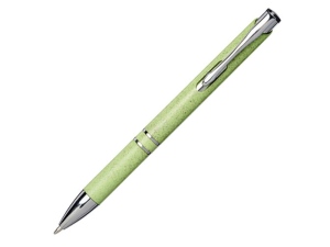 Шариковая кнопочная ручка Moneta из АБС-пластика и пшеничной соломы, цвет зеленый