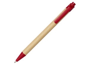 Шариковая ручка Berk из переработанного картона и кукурузного пластика, цвет натуральный/красный