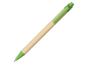 Шариковая ручка Berk из переработанного картона и кукурузного пластика, цвет натуральный/зеленый