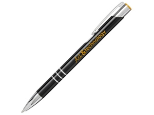 Ручка металлическая шариковая «Moneta» с цветной кнопкой, цвет черный/оранжевый